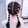 Children's macaron-colored towel band, cute printed leather band, 2024 new style, no hair damage, high elasticity hair tie Item Picture